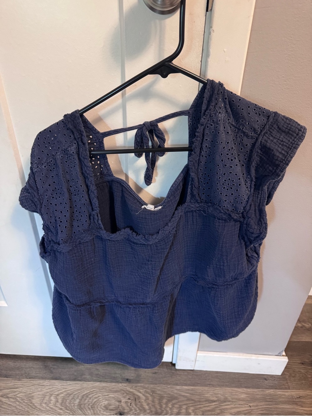 Maurices Navy Eyelet Tie-Back Camisole